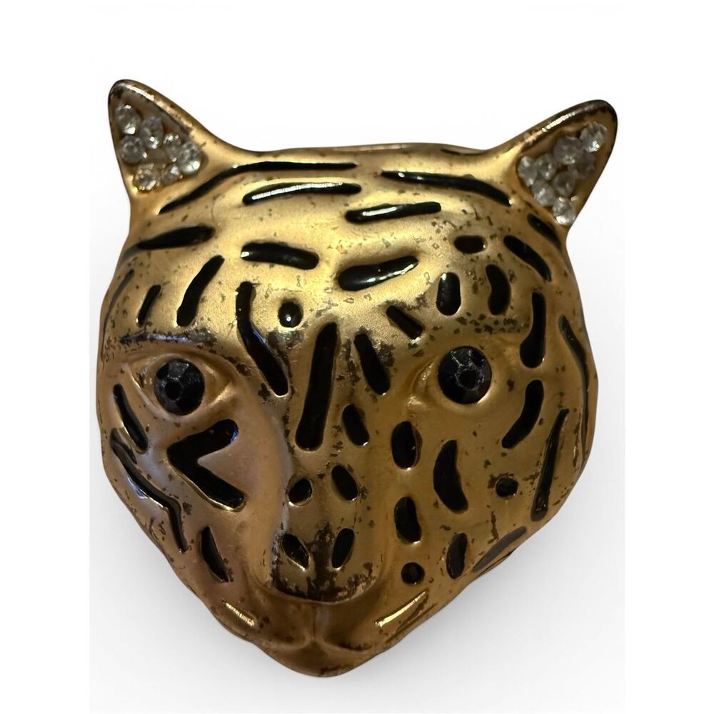 Vintage Gold Leopard Brooch For Women Statement Cat Animal Jewelry Bold - Picture 14 of 17